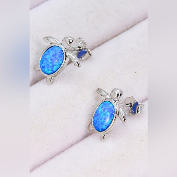 Opal Turtle Stud Earrings - Picture 3 of 5